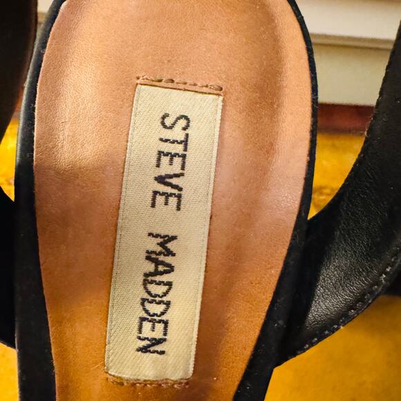 Steve Madden Womens Kierra Platform Black 70s Swagger Suede Sandals Size 8.5 - Picture 8 of 11